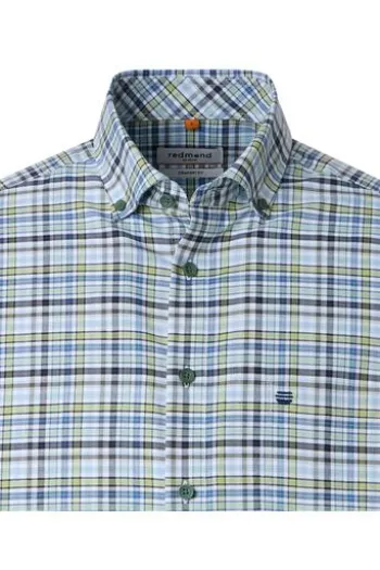 REDMOND Oxford Karo Hemd grün kariert Comfort Fit