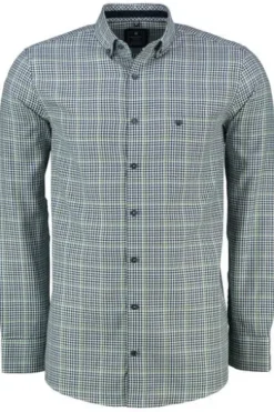 REDMOND Oxford Karo Hemd grün kariert Regular Fit Langarm Button-Down