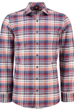 REDMOND Oxford Karo Hemd rot kariert Comfort Fit