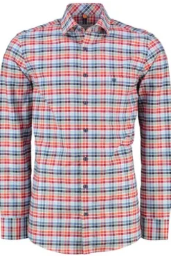 REDMOND Oxford Karo Hemd rot kariert Comfort Fit