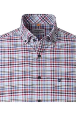 REDMOND Oxford Karo Hemd rot kariert Comfort Fit
