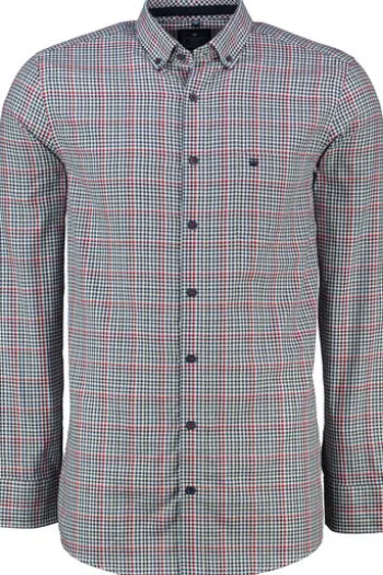 REDMOND Oxford Karo Hemd rot kariert Regular Fit Langarm Button-Down
