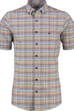 REDMOND Oxford Karo Hemd terra kariert Comfort Fit Kurzarm