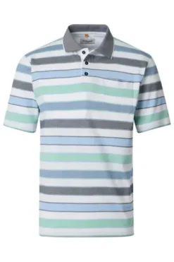REDMOND Polo-Shirt grün gestreift