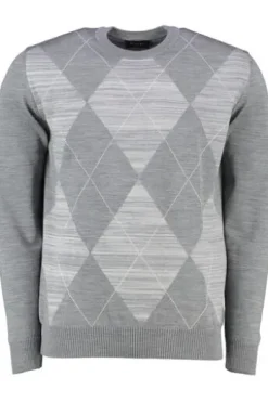 Rundhals Pullover mercury grey gemustert