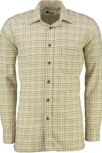 SKOGEN Flanell Hemd beige kariert Regular Fit mit Brusttasche