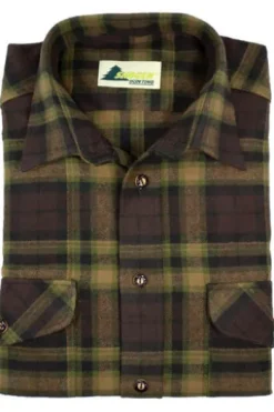 SKOGEN Flanell Hemd oliv kariert Regular Fit Langarm Kentkragen