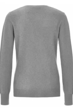 S.MARLON Cashmere V-Ausschnitt Pullover hellgrau