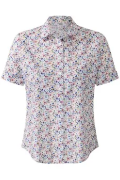 SOMMERMANN Bluse Blau-multicolour geblümt Kurzarm