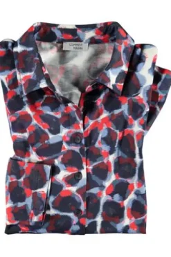SOMMERMANN Jersey-Bluse blau im graphischen Dessin