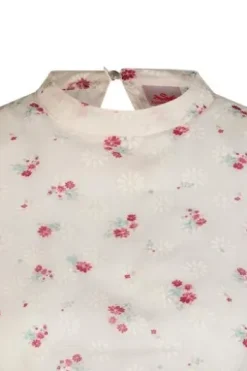 SPIETH & WENSKY Dirndlbluse Halina Beige-rot geblümt Kurzarm