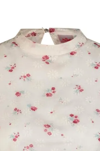 SPIETH & WENSKY Dirndlbluse Halina Beige-rot geblümt Kurzarm