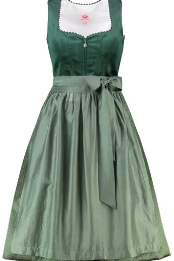 SPIETH & WENSKY Dirndl Glast dunkelgrün 70er Rocklänge