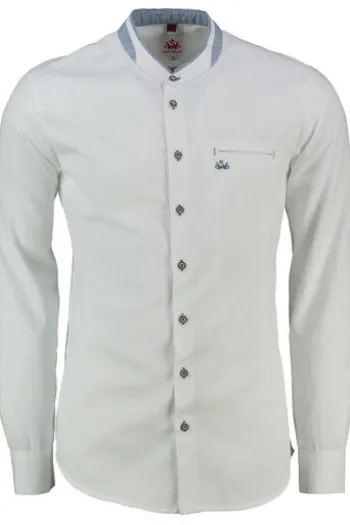 SPIETH & WENSKY Hemd Fiersbach weiss/blau Slim Fit Langarm