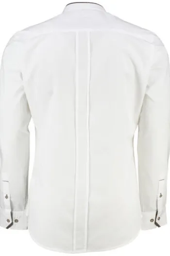SPIETH & WENSKY Hemd Hof weiss/braun einfarbig Slim Fit