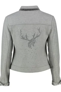 SPIETH & WENSKY Jacke grau mit Hirschgeweih-Applikation