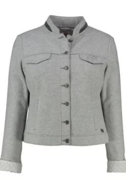 SPIETH & WENSKY Jacke grau mit Hirschgeweih-Applikation