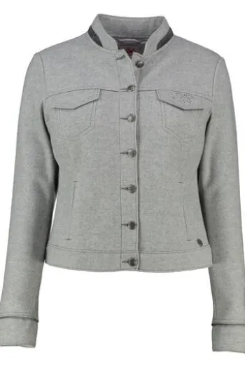 SPIETH & WENSKY Jacke grau mit Hirschgeweih-Applikation