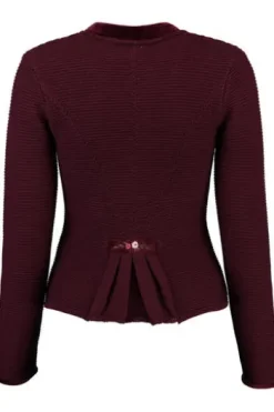 SPIETH & WENSKY Strickjacke Malta bordeaux mit edler Samtpaspelierung