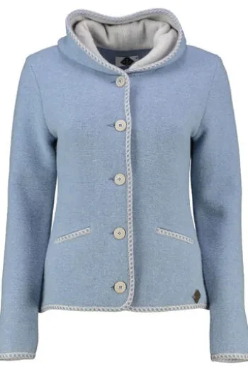 STAPF Strickjacke Malwine hellblau hochwertiger Linksstrick Made in Österreich
