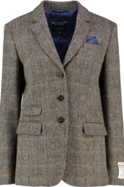 WELLINGTON OF BILMORE Harris-Tweed-Blazer Carola green blue herringbone kariert