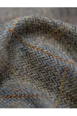 WELLINGTON OF BILMORE Harris Tweed Weste Wales green blue herringbone kariert