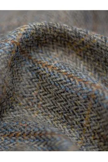 WELLINGTON OF BILMORE Harris Tweed Weste Wales green blue herringbone kariert