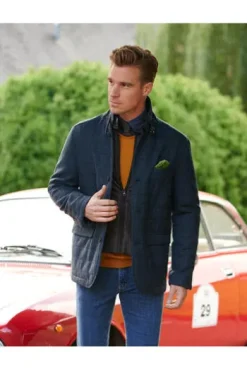 WELLINGTON OF BILMORE Tweed Jacke Austria blue herringbone