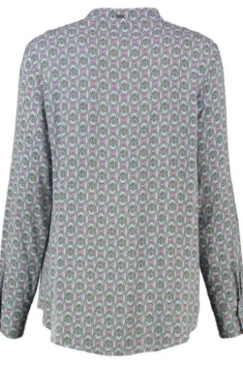 WHITE LABEL Bluse hellblau gemustert Langarm