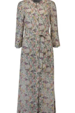 WHITE LABEL Kleid 3/4 Arm mit Blumenmuster beige