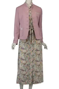 WHITE LABEL Kleid 3/4 Arm mit Blumenmuster beige