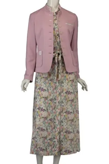 WHITE LABEL Kleid 3/4 Arm mit Blumenmuster beige