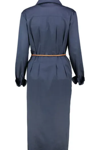 WHITE LABEL Kleid marine in edler Baumwoll-Satin Stretch Qualität