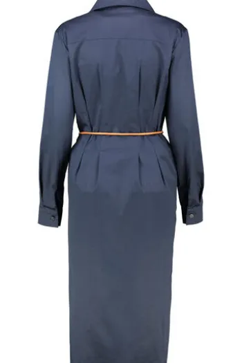 WHITE LABEL Kleid marine in edler Baumwoll-Satin Stretch Qualität